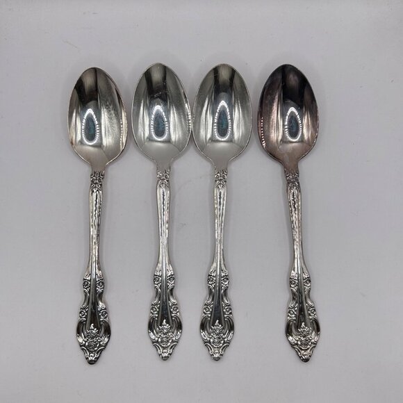 Oneida Silver Artistry Silverplate 1965 Floral Teaspoons Set Of 4 Discontinued V - Picture 2 of 4